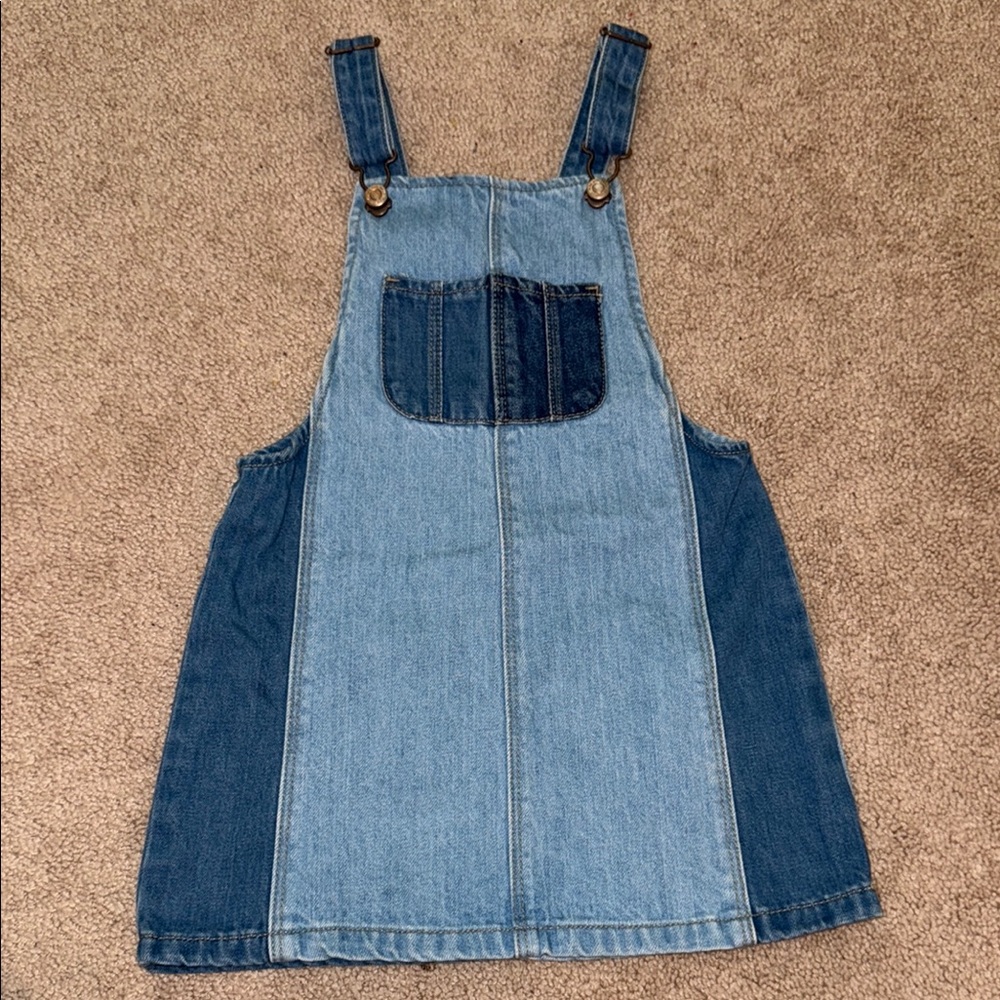 Kids Denim Overall Colorblock Dress